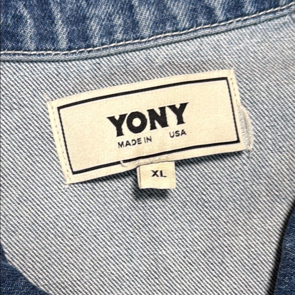 YONY Denim Chore Jacket Made in USA Medium Blue Wash Patch Pocket Minimal XL - Picture 3 of 13
